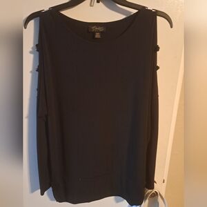 Black Women's Top Blouse With Cut Out Sleeves